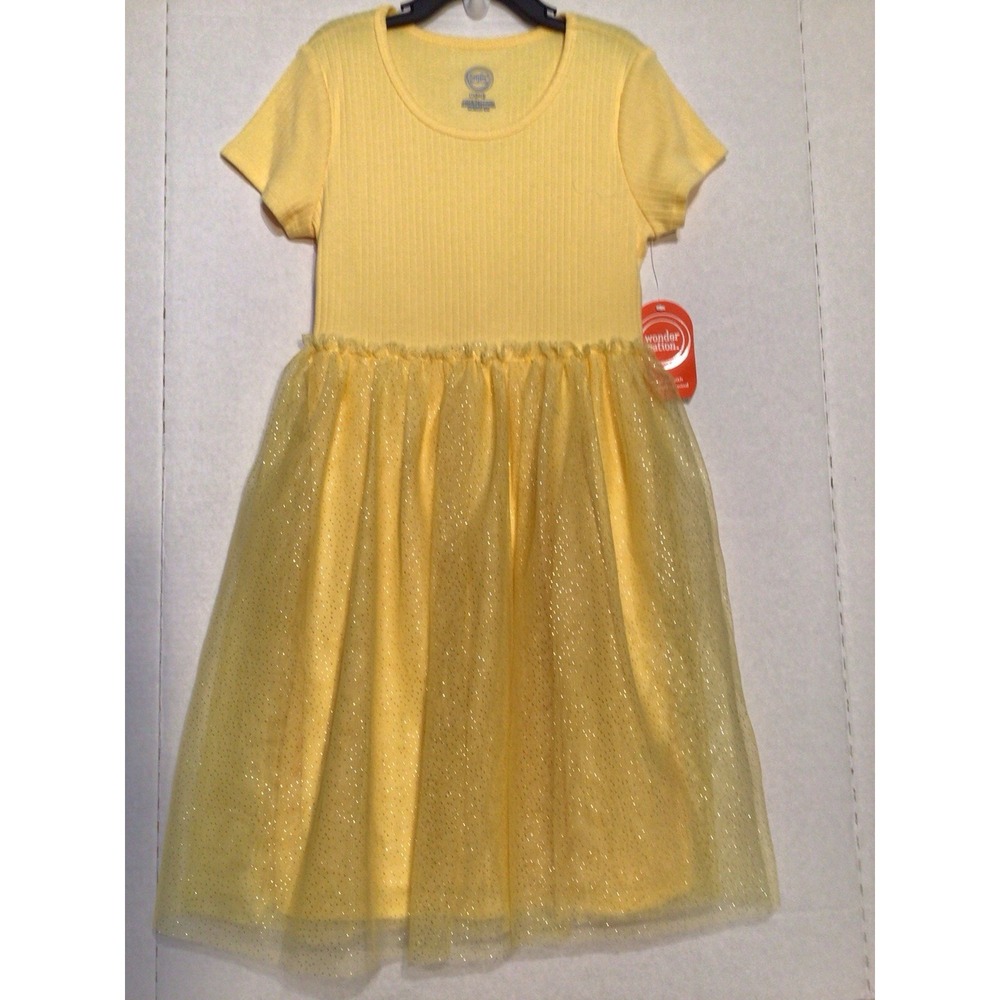 NWT Wonder Nation Girls Short Sleeve Sparkle Tutu Dress Size M(7-8)‎ Yellow